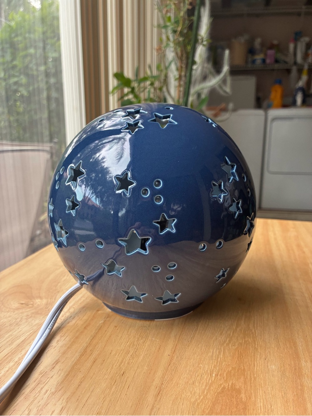 🌟Ceramic Star Projector Accent Lamp Navy Blue Celestial Night Light Globe 💫 - Picture 6 of 11
